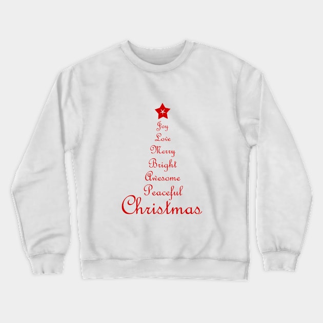 Christmas Tree Word Art Script Typography in Red Crewneck Sweatshirt by Star58